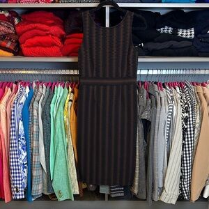 Carmen Mark Valvo brown/black exposed back zipper sleeveless dress size S